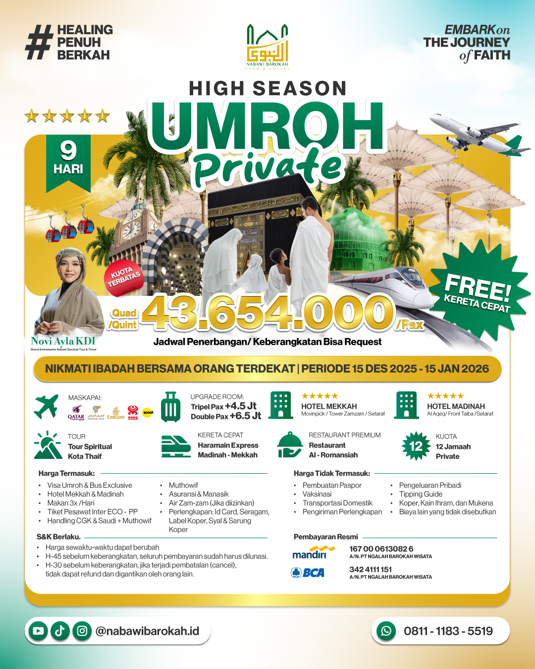 High Season Paket Privat 12 Orang (Gold)